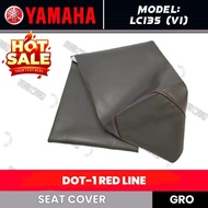 SEAT COVER DOT-1 BLACK/ RED/ WHITE LINE FOR YAMAHA LC135 SARUNG KUSION PEMBALUT KUSYEN KAIN TEMPAT D