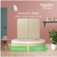Schneider Electric Avataron Gold Light Switch - 2 Gang 2 Way