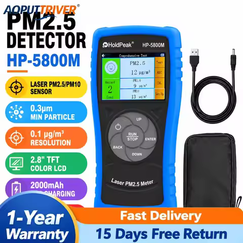 5800M Professional PM2.5 Detector Air Quality Monitor Laser Sensor Particle Counter Rechargeable Bat