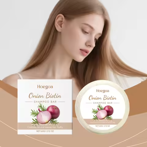 Onion & Biotin Shampoo Bar: Refreshing, Moisturizing, Mild for Cleansing, Leaves Hair Voluminous & S
