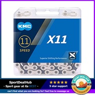 [sgstock] KMC TWN32019 X11 Chain 11 Speed 116 Links Bike Chain, Silver/Black