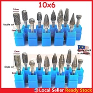1pcs 10x6mm Tungsten Carbide Burr 6mm Single Cut Double Cut Rotary Porting Tool Mata Porting Mata Ko