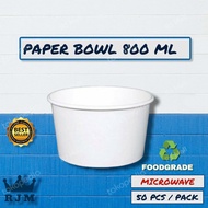 Paper Bowl 800 Ml Microwave 50Pcs/Pack Tahan Panas Dan Tebal
