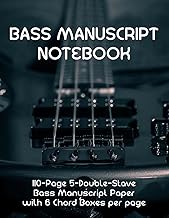 BASS TAB NOTEBOOK (CHORD BOXES, STAVES & TABS): 110 Pages Blank Tablature for Bass Guitar Manuscript