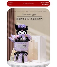 [花開時節]  可愛 Kuromi 公仔手捧花 庫洛米毛絨玩偶卡通花束 畢業禮物 手作公仔花束 女孩生日禮物 送男朋友女朋友閨蜜 三八婦女節 女神節禮物