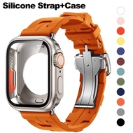 【NEW】Hermes Strap+Case For iwatch band 44mm 45mm 40mm 41mm 45 mm Kilim Single Tour Silicone Bracelet iWatch Series 9 7 8 se 6 54