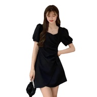 Product Name: Women's Short Dress Square Neck Plain Color Comfortable Fabric Size S-2XL Model W8003