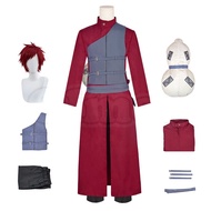 Anime Ninja Gaara Cosplay Costume Men Long Coat Ninjas Uniform Gourd Bag Full Set Accessory Suit Hal