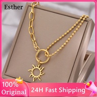 【100% Original】Stainless steel necklace for Women Fine Chain Necklaces 18k gold pawnable necklace pendant 18k pawnable Trendy Fine Delicate Sun Totem Fashion layered necklace silver necklace Women Fashion Strand Necklaces gold necklace