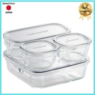 iwaki Heat-Resistant Glass Storage Container Set - Multi-Color Options (4-Piece Set)