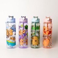 Kapibara Straw Cup Cute Cartoon Sports Space Cup Plastic Water Cup Large Capacity Portable Foreign T