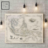 Vintage Indonesian Map Antique/ - Replica Vintage Map + Frame Size A2