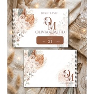 Aesthetic Rustic Boho Floral Custom Name Wedding Guest Book - Spiral Landscape Wedding Guest Book