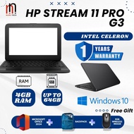 Laptop HP Stream 11 G3 - Intel Celeron - 4GB RAM - 64GB SSD - Lightweight - Budget Friendly