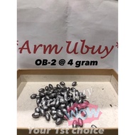 【AUB】(OB-2 @ 4gram) Olive Shape Fishing Lead Sinker Without Wire (OB-2 @ 4gram) Batu Ladung Hidup