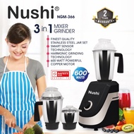 NUSHI NGM-366 MIXER GRINDER / 3 IN 1 BLENDER / DOSA BATTER / SAMBAL / CHILLI POWDER / GINGER / GARL