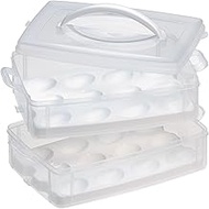 Snapware 1098734 Snap 'N Stack 2-Layer Food Storage Container with Egg Holder Trays, Medium, Clear