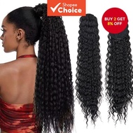 60cm Women's African Curly Ponytail Hair Long Fake Drawstring Ponytail Hair Extensions Curly Wig for