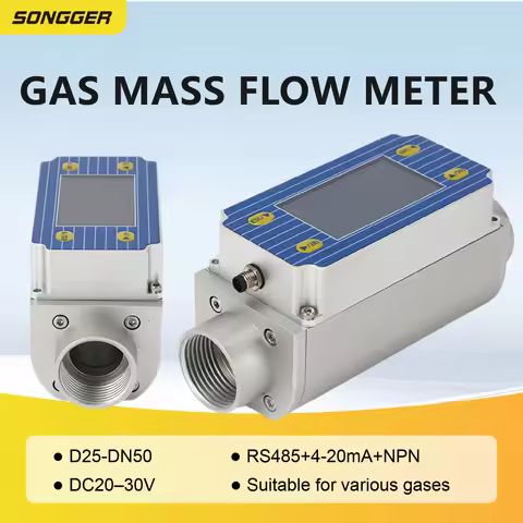 Gas Mass Flow Meter Compact Digital Inline Thermal Flow Sensor for Oxygen Hydrogen Helium Argon Meth