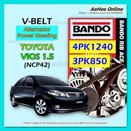 Toyota VIOS NCP42 1st Gen V Belt BANDO 4PK1240 3PK850 Aircond Alternator Power Steering