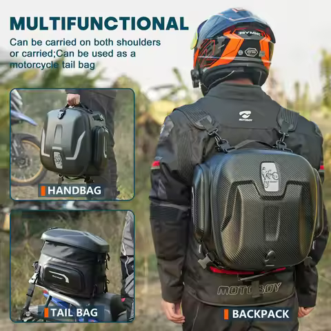 WILD HEART 34L Waterproof Motorcycle Helmet Bag Hard Shell Backpack Motorbike Rear Tail Bag Riding T