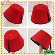 GSWLTT Tarboosh Fez Hat, Round Felt Fez Cap, Traditional Red Color Breathable Moroccan Hat Universal