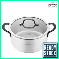 :BEST BUY [ Local ] iGOZO 24CM ELITE 304 STAINLESS STEEL CASSEROLE + GLASS LID COOKWARE KITCHENWARE PERIUK
