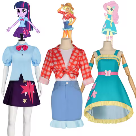 Adult Little Pony Equestria Girls Cosplay Costume Twilight Sparkle Applejack Fluttershy Outfit Butte