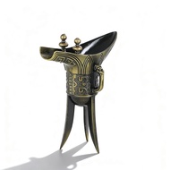Chinese style alloy imitation ancient bronze wine bottle and wine glass ornaments three-legged tripo