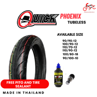 ORIG AT HIGH QUALITY QUICK TUBELESS TIRE PHOENIX FOR MOTORCYCLE 90/90-12 | 100/90-12 | 110/70-12 | 110/90-12 WITH TIRE SEALANT AND PITO