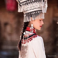 YQ14 Ethnic Minority Headwear Yi Hat New Guangxi Yunnan Guizhou Universal Yi Silver Jewelry National Style