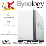 SYNOLOGY DS223J NAS DISKSTATION 2-BAYS NAS WITH QUAD CORE PROCESSOR / DATA BACKUP HOME CLOUD STORAGE