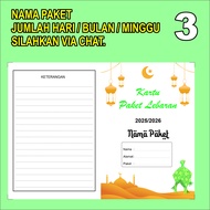 ISI 10 CUSTOM Kartu Paket Lebaran model Lipat untuk  Harian /  Mingguan / bulanan custom.nama parcel
