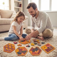 WAY Wooden Tangram Puzzle, Pattern Cognitive Interactive Montessori Puzzles Toys, Cognitive Jigsaw P