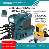 Mypink 180W Power Inverter DC 18V 21V To AC 220V USB Type-C DC Adapter For Makita For Milwaukee For 