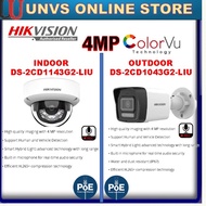 HIKVISION IPPOE 4MP SMART HYBRID LIGHT COLOR MOTION WITH AUDIO RECORDING DS-2CD1143/1043G2-LIU