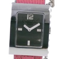 二手 Dior Maris 手錶 D78-109，不銹鋼和皮革，粉紅色石英機芯，銀色錶盤，女士手錶。