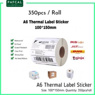 (READY STOCK) A6 Waterproofing Thermal Sticker AWB Sticker Suitable for Shopee Label Printing 100*150mm 350 Pcs per Roll