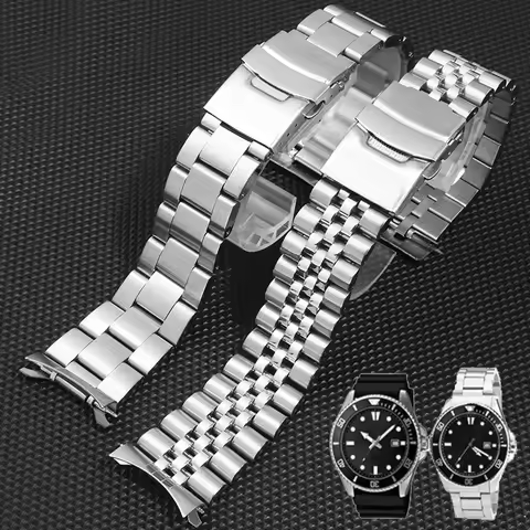 316L Stainless Steel Strap for Casio Duro MDV-107-1A MDV-106 Marlin Men Diving Curved End Solid Meta