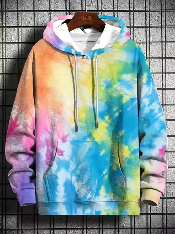 Fashion 3D Printed Color Pattern Men's Clothing Hoodie Casual Loose Design Pullover Top Street Haraj