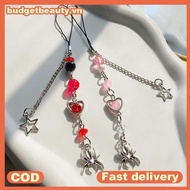 BUDGET Y2K Gothic Beaded Phone Lanyard with Spider Pendant VN