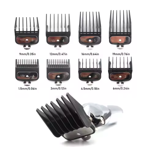 1.5-19mm 8 pcs Metal Buckle Limit Combs for Professional Hair Trimmer Machine Guards Barber Accessor