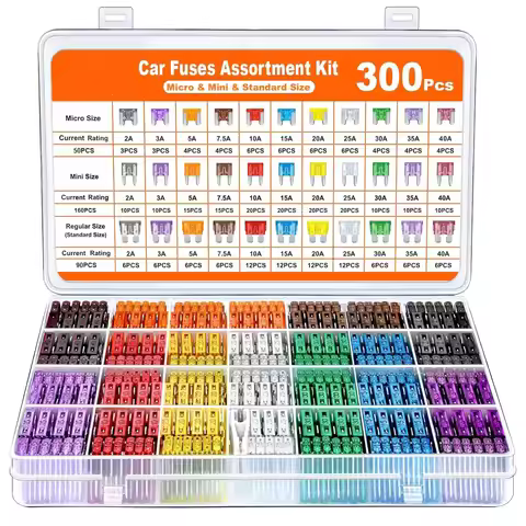 300PCS New Car Fuse Box Small Fuse Medium Fuse Mini Zinc Fuse