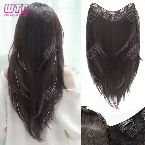 Synthetic Wig female One-piece Straight Wig Layered Extension Hair Wig Korean Fluffy Hair Piece Exte