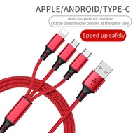 สายชาร์จ 3 in 1 ยาว 1.2m ชาร์จ เร็ว ไว สายถัก แข็งแรง ทน super Charge Cable USB apple android Type C mini usb มือถือ แท็บเล็ต Note S9 S10 Plus Y9 2019 Realme Huawei oppo vivo Xiaomi Samsung Iphone ipad