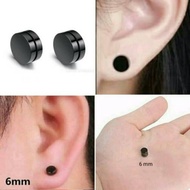 WARRANTY BLACK MAGNETIC EARRINGS TITANIUM MAGNETIC EARRING/ MEN'S MAGNETIC EARRING/ 6 MM - BLACK