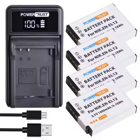 EN-EL12 ENEL12 Battery and LED USB Charger for Nikon Coolpix AW100 AW100s AW110 AW110s AW120 P330 P3