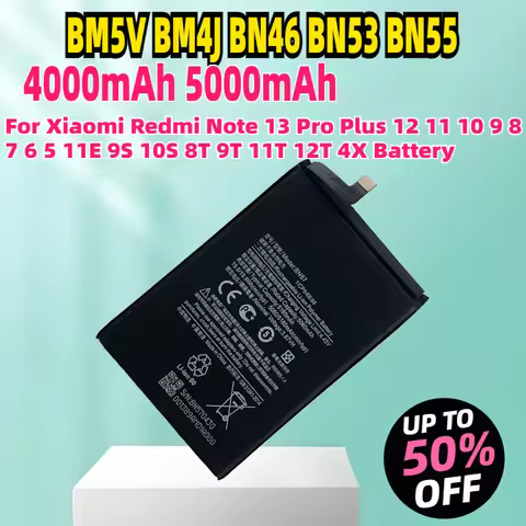 New BM5V BM4J BN46 BN53 BN55 Battery for Xiaomi Redmi Note 13 Pro Plus 12 11 10 9 8 7 6 5 11E 9S 10S