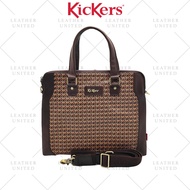 Kickers Signature Unisex Slim Monogram Genuine Leather Coated Canvas Document Bag #KICS79420