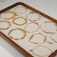 Retro Classic Fashionable All-Match Light Luxury High-End Feeling 18K Gold Plated Natural Real Pearl